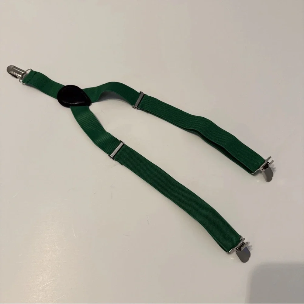 Green infant Bow‎ Tie and Suspender Set with Diaper Cover 0-6 months